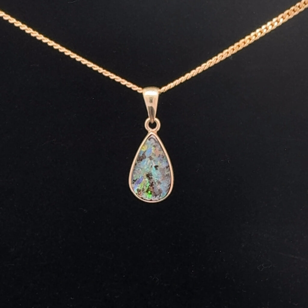 9K Yellow Gold Boulder Opal Pendant 27688