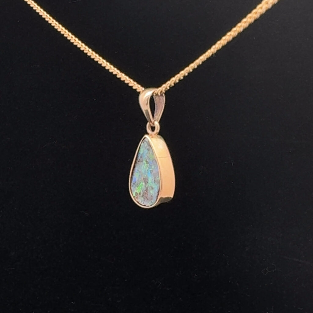 9K Yellow Gold Boulder Opal Pendant 27688