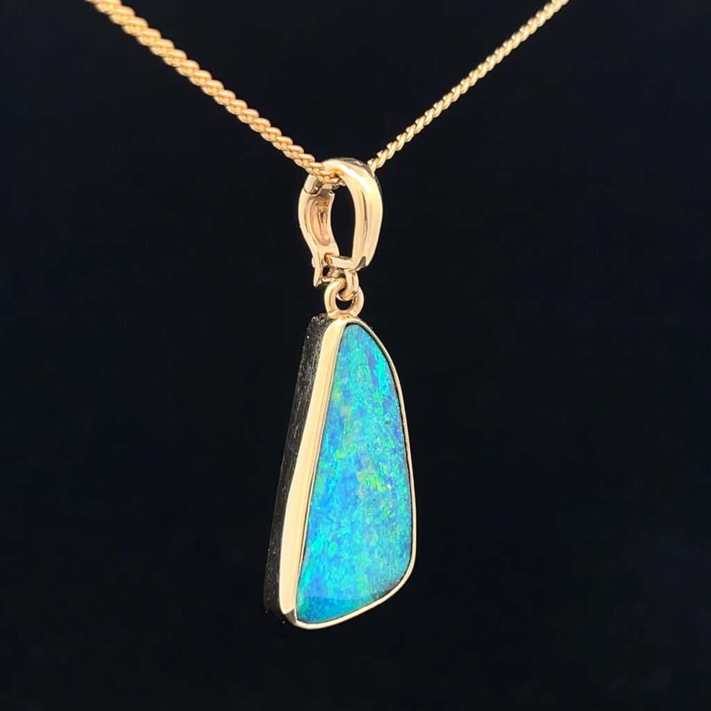 18K Yellow Gold Solid Boulder Opal Enhancer Pendant 27742