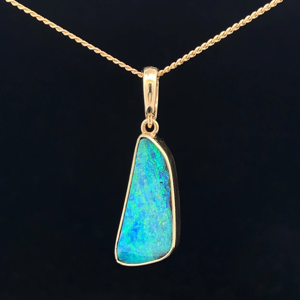 18K Yellow Gold Solid Boulder Opal Enhancer Pendant 27742