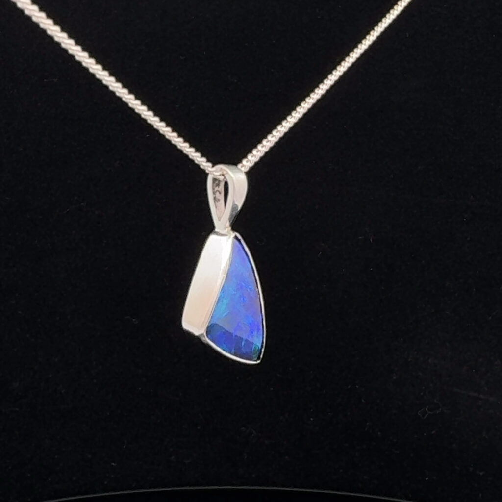 18K White Gold Solid Boulder Opal Pendant 27780