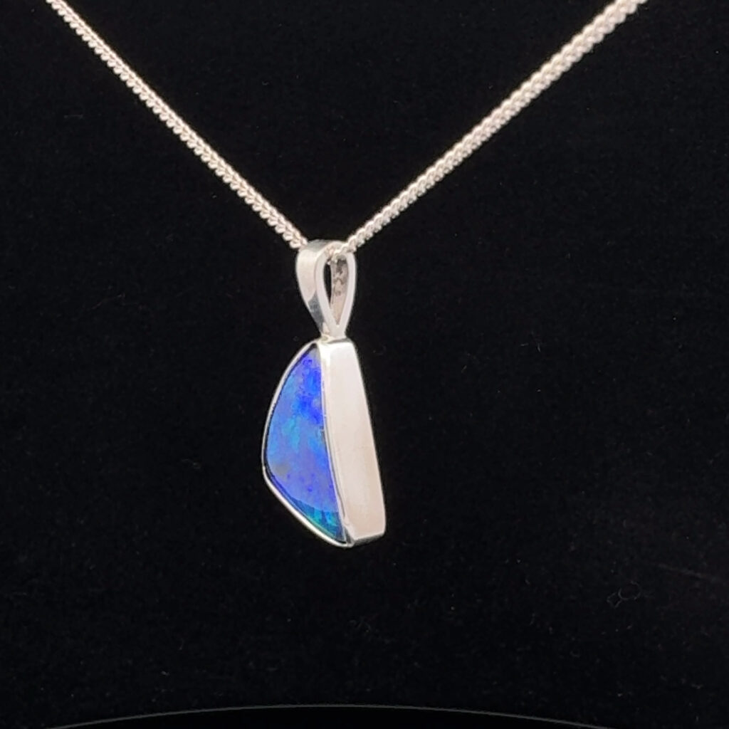 18K White Gold Solid Boulder Opal Pendant 27780