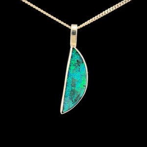 18K White Gold Solid Boulder Opal Pendant 27791