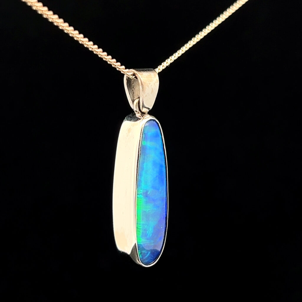 18K White Gold Solid Boulder Opal Pendant 27802