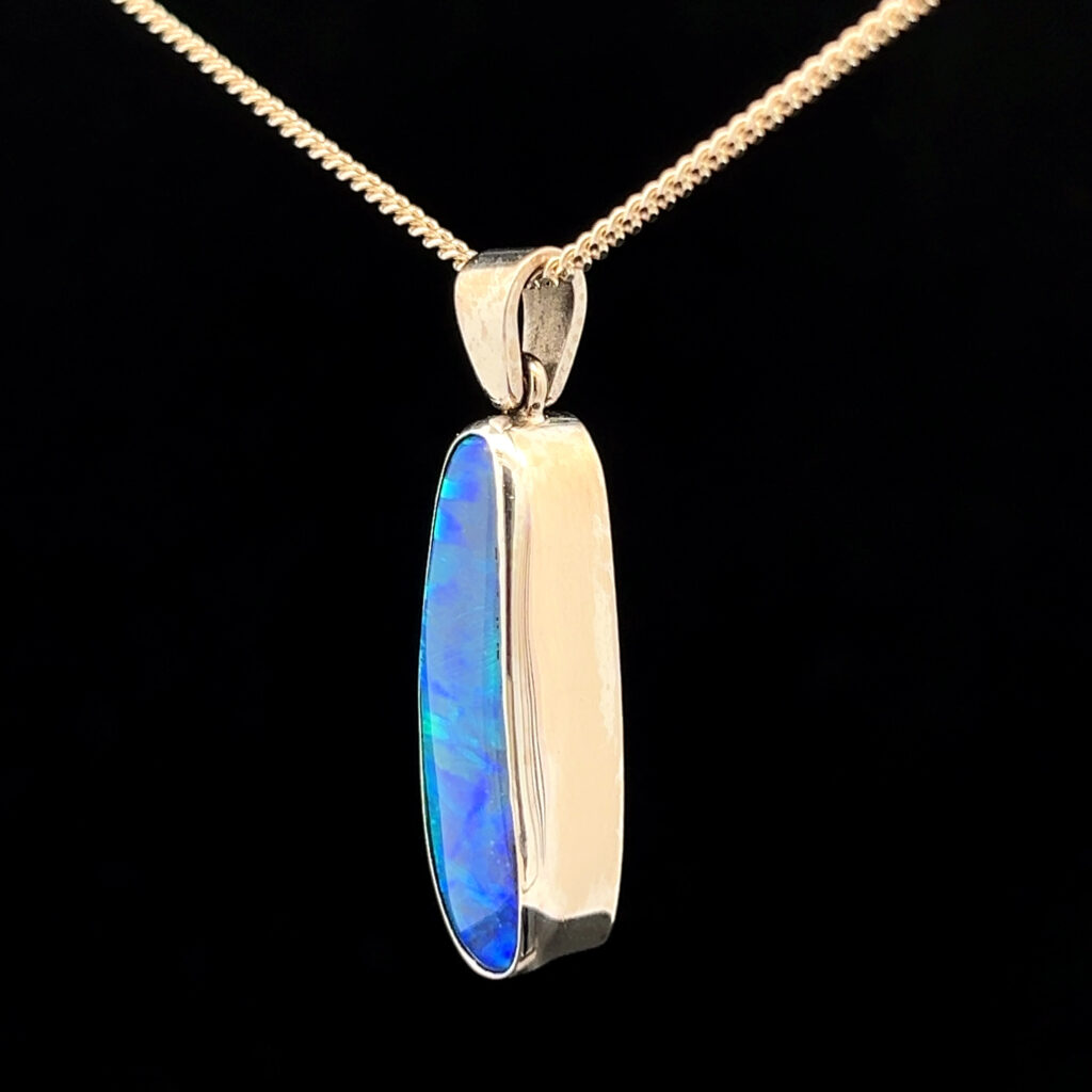 18K White Gold Solid Boulder Opal Pendant 27802