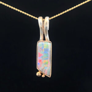 18K Rose & White Gold Solid Crystal Opal Pendant 27903