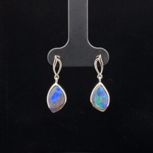 Sterling Silver Solid Crystal Opal Drop Earrings 28540