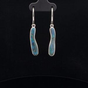 Sterling Silver Solid Black Opal Drop-Earrings 28548