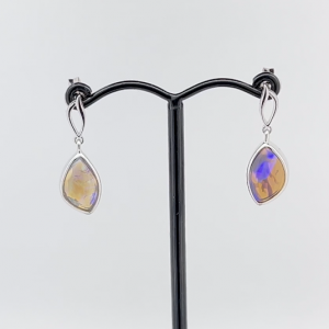 Sterling Silver Solid Crystal Opal Drop Earrings