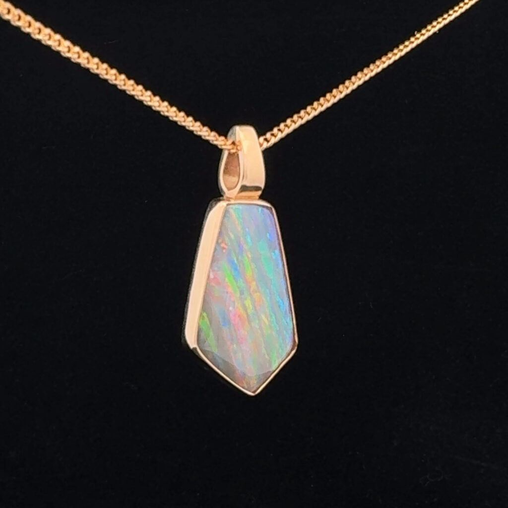 18K Rose Gold Solid Crystal Opal Pendant 30808