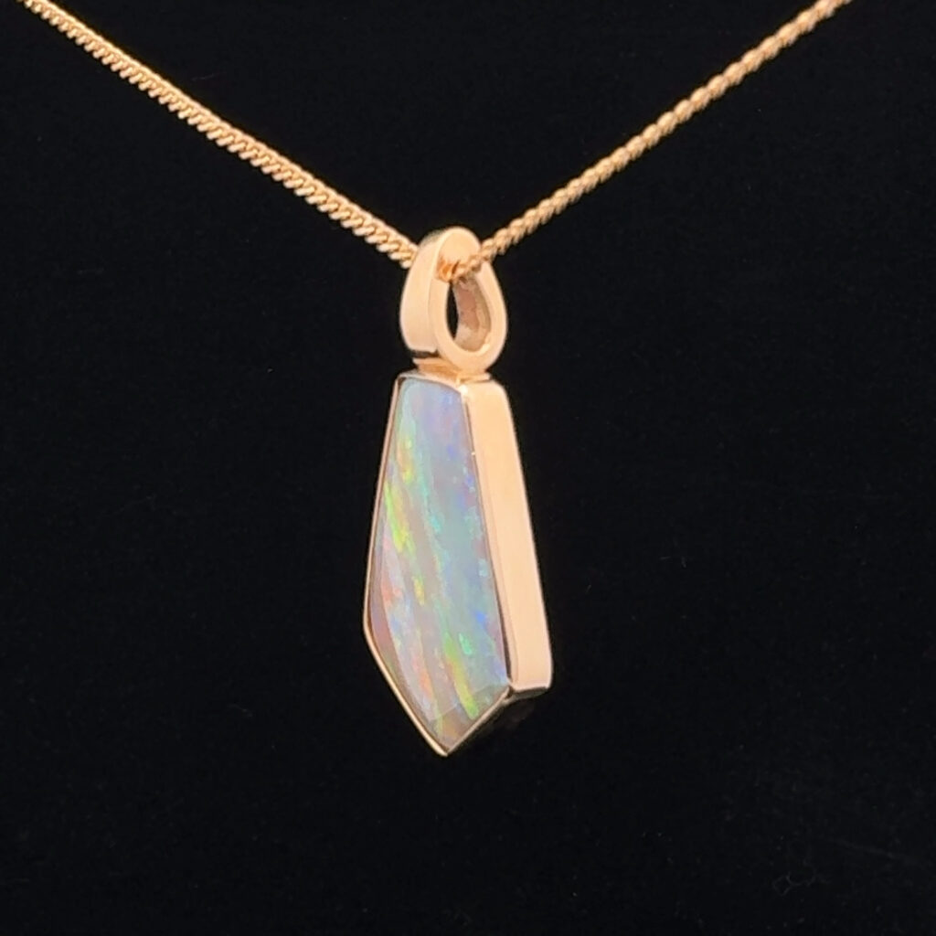 18K Rose Gold Solid Crystal Opal Pendant 30808