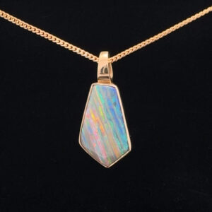 18K Rose Gold Solid Crystal Opal Pendant 30808