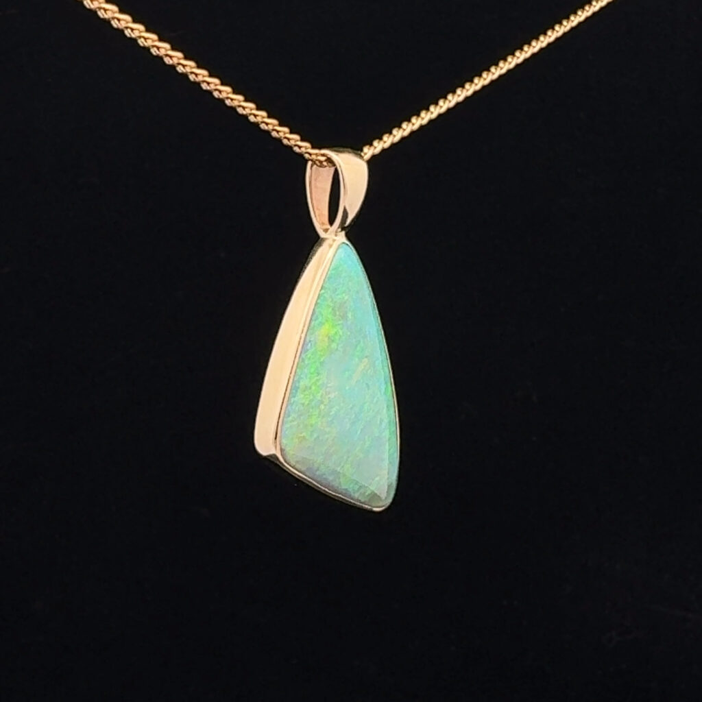 14K Yellow Gold Solid Light Opal Pendant 30821