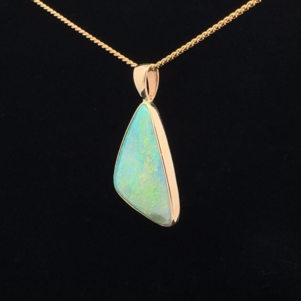 14K Yellow Gold Solid Light Opal Pendant 30821