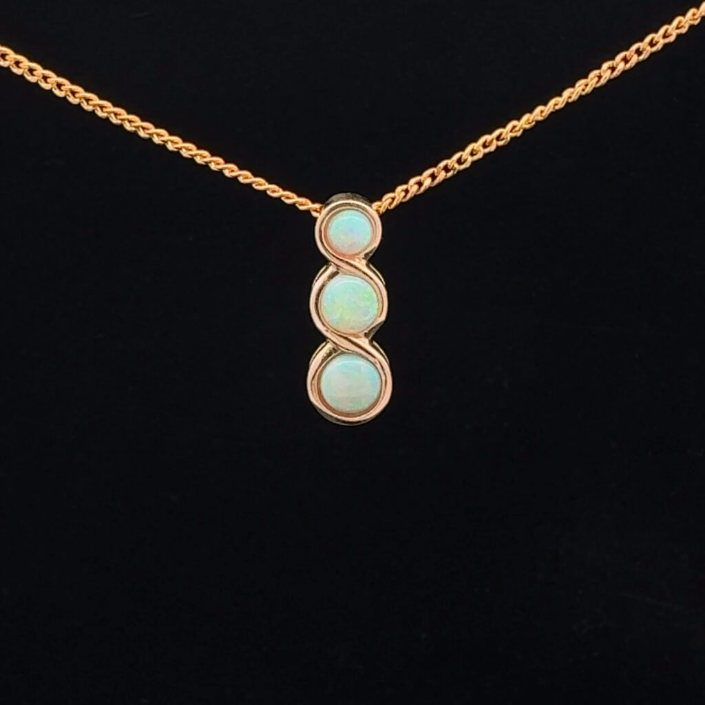 9K Yellow Gold Crystal Opal Trilogy Slider Pendant 30905