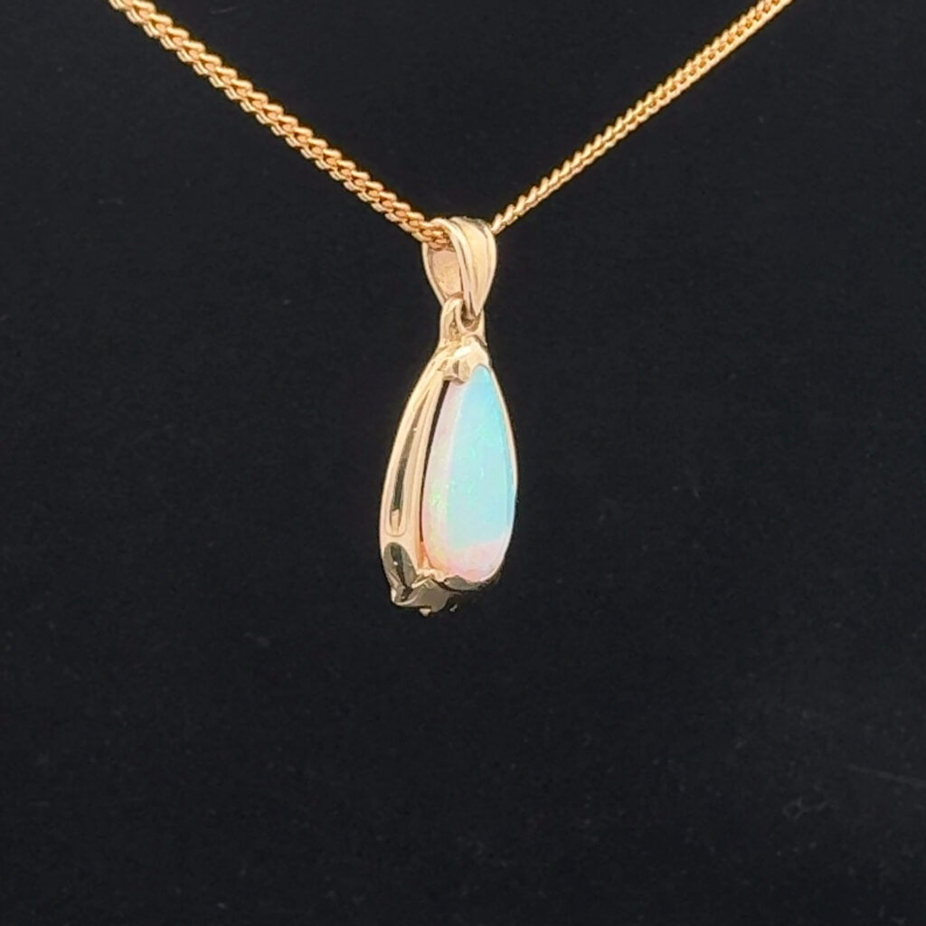 14K Yellow Gold Solid Light Opal Pendant 30949