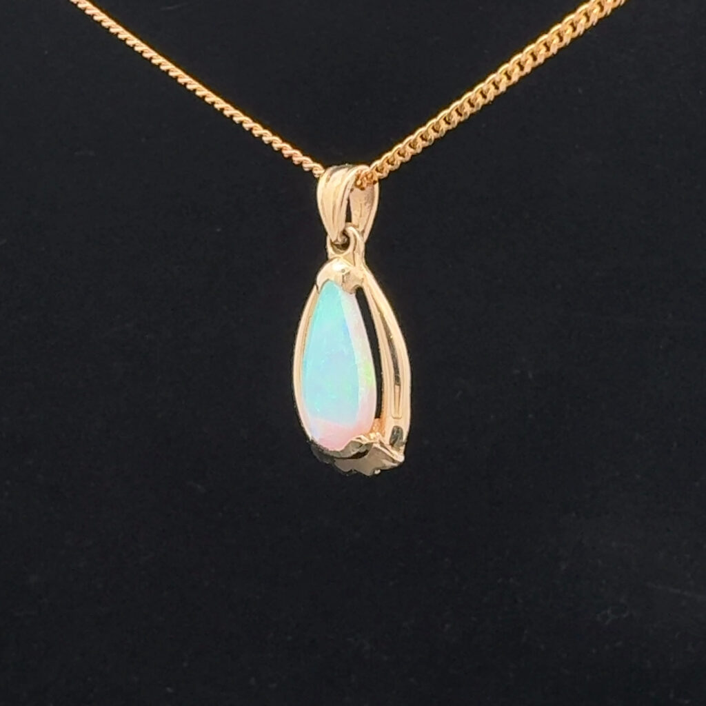 14K Yellow Gold Solid Light Opal Pendant 30949