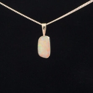 9K White Gold Solid Crystal Opal Pendant 31029