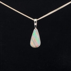 18K White Gold Solid Crystal Opal Pendant 31049