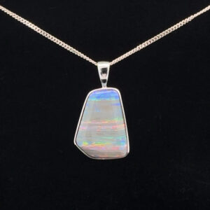 14K White Gold Solid Crystal Opal Pendant 31056