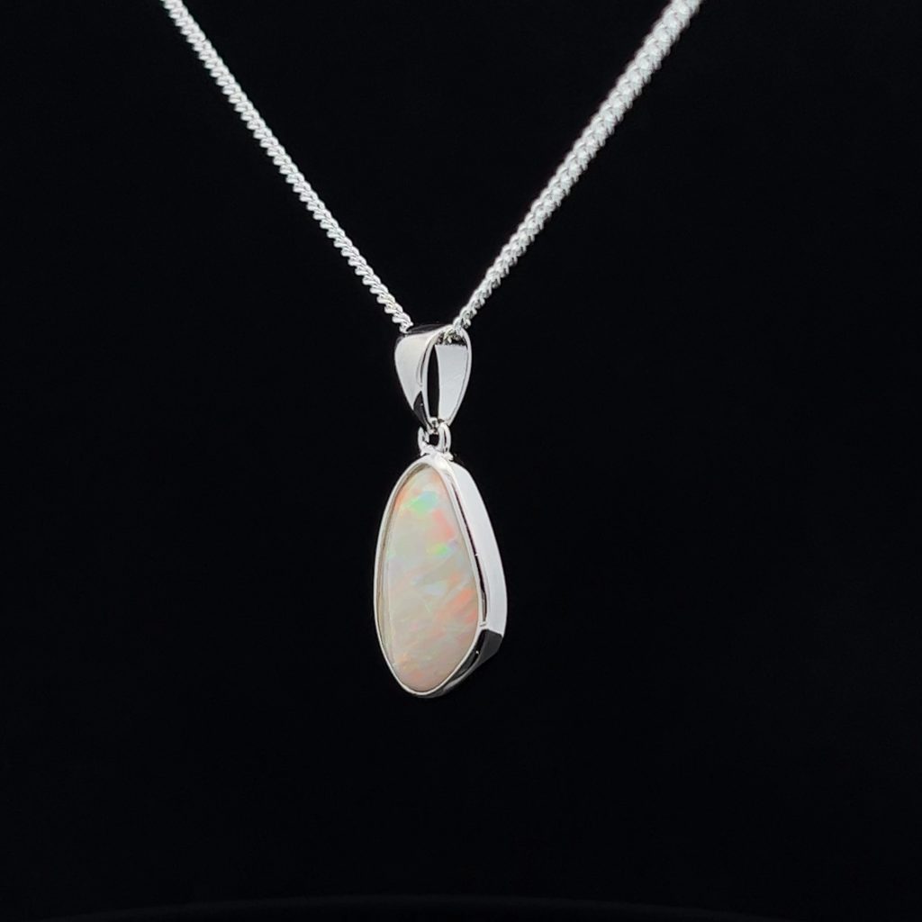 Sterling Silver Solid Crystal Opal Pendant
