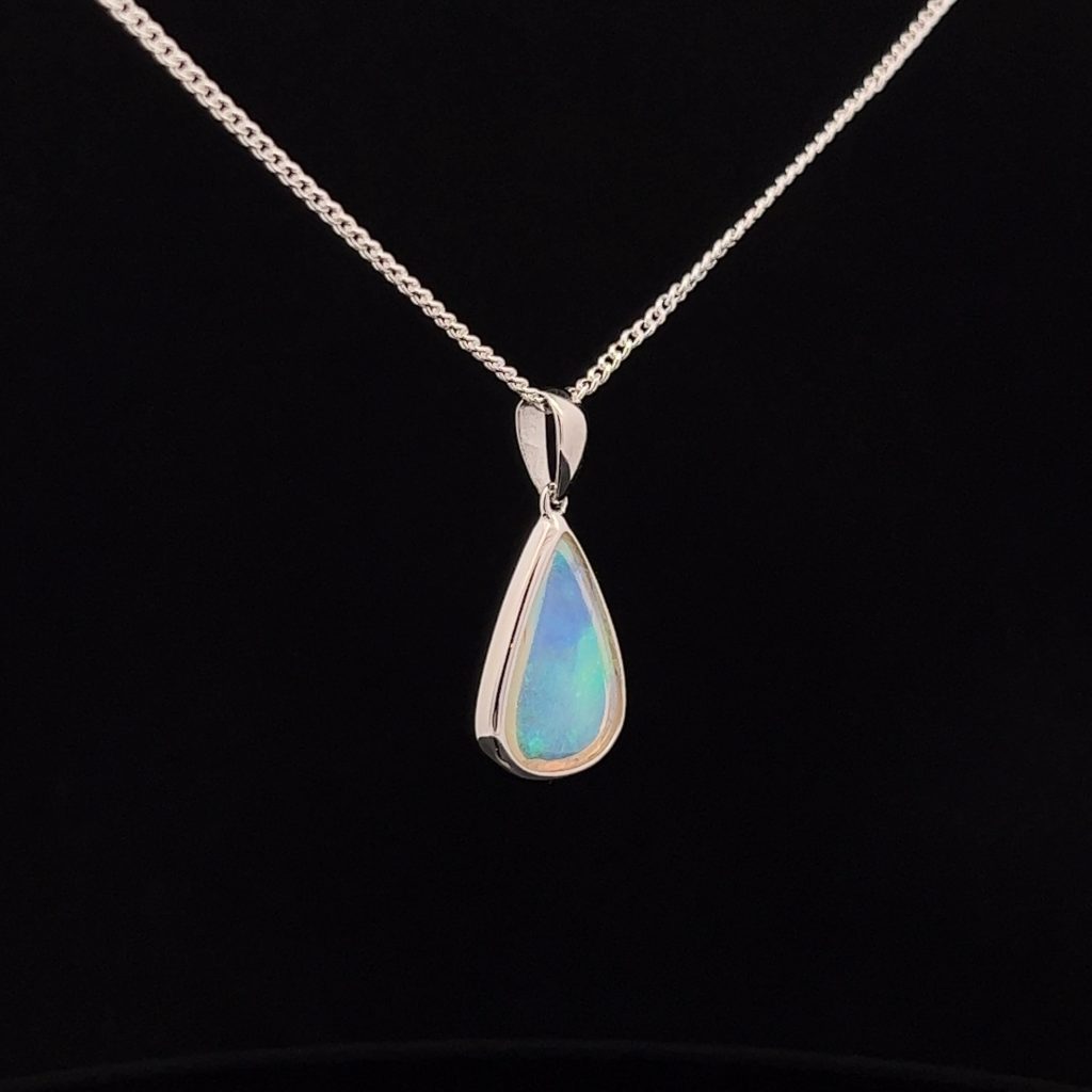 Sterling Silver Solid Crystal Opal Pendant