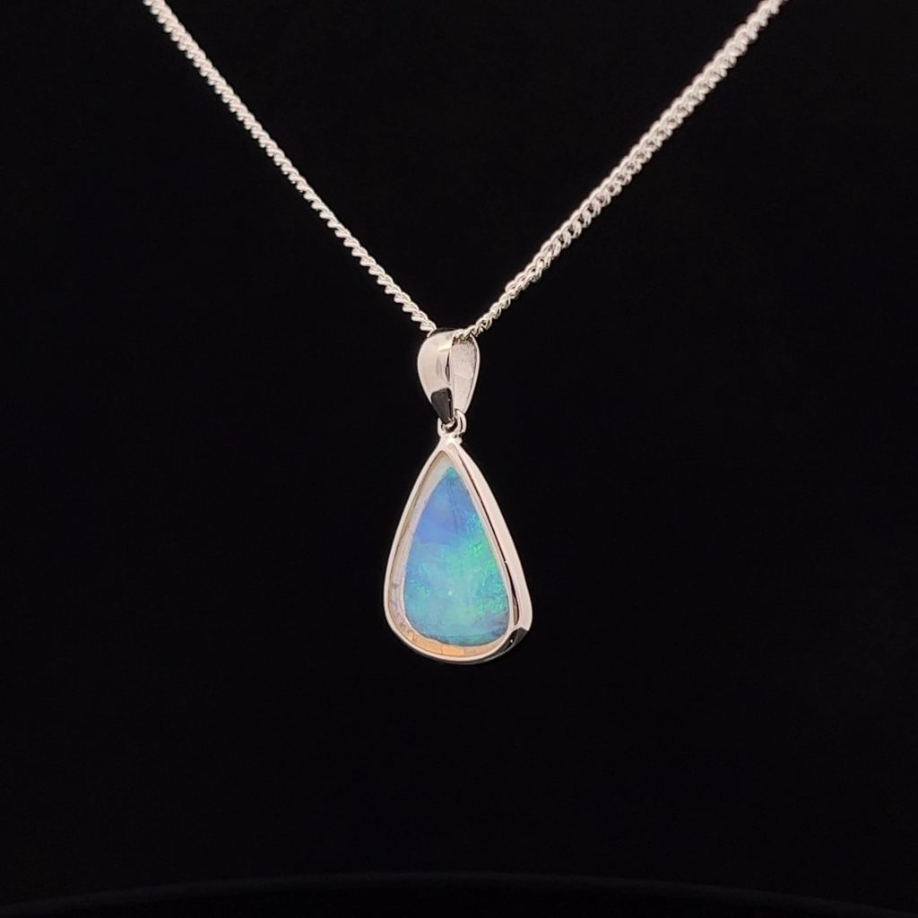 Sterling Silver Solid Crystal Opal Pendant