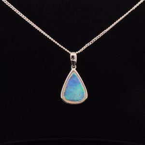 Sterling Silver Solid Crystal Opal Pendant