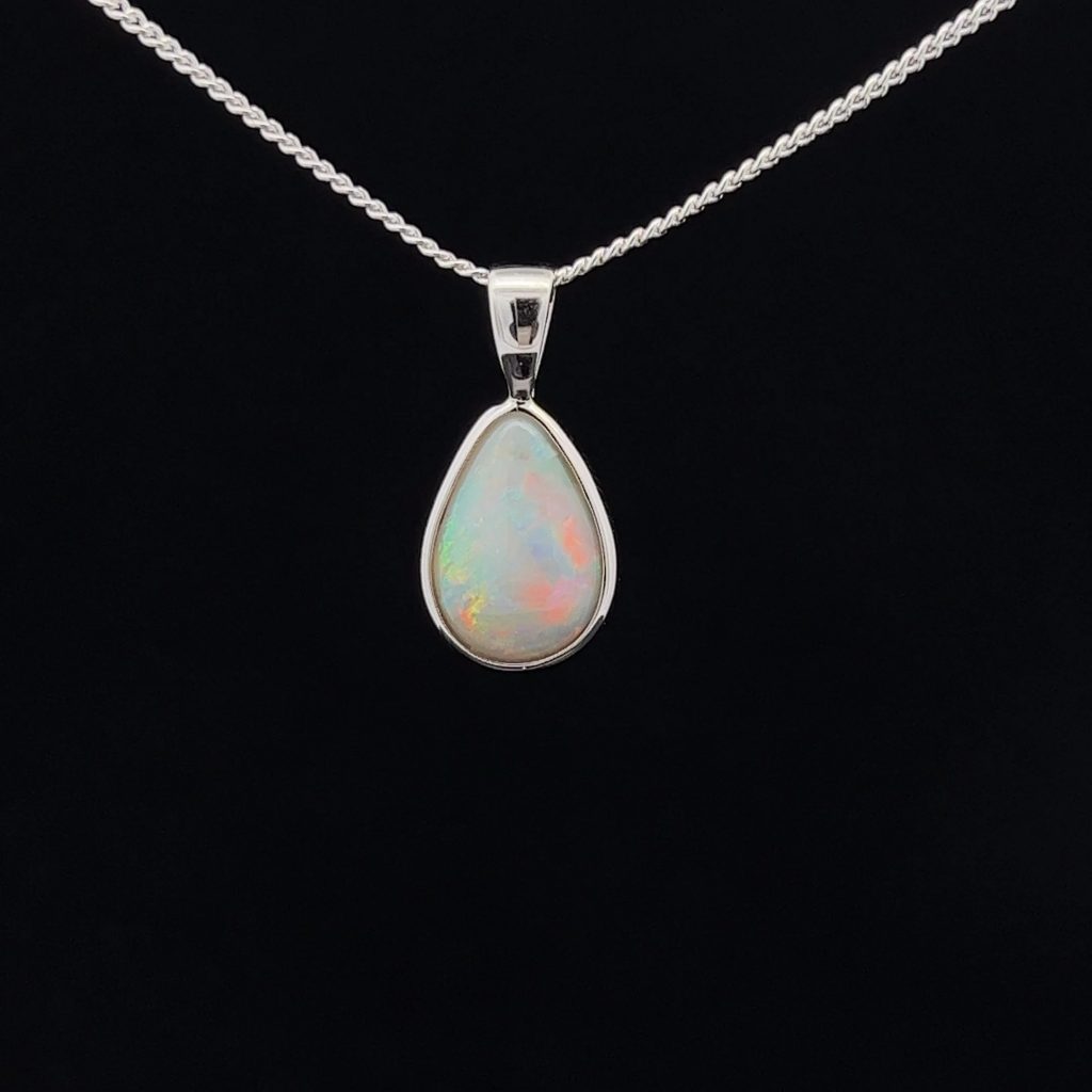 Sterling Silver Solid Crystal Opal Pendant