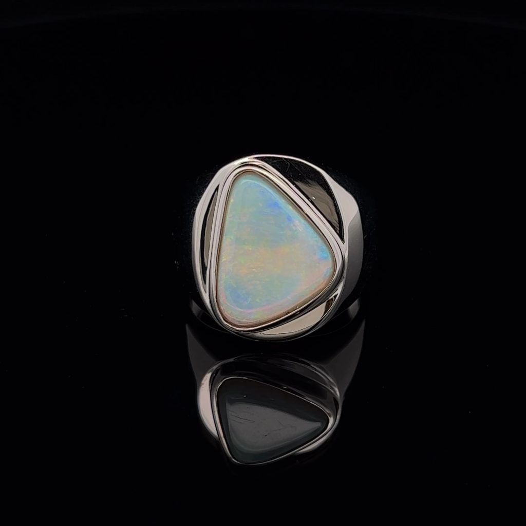 Sterling Silver Solid Light Opal Ring