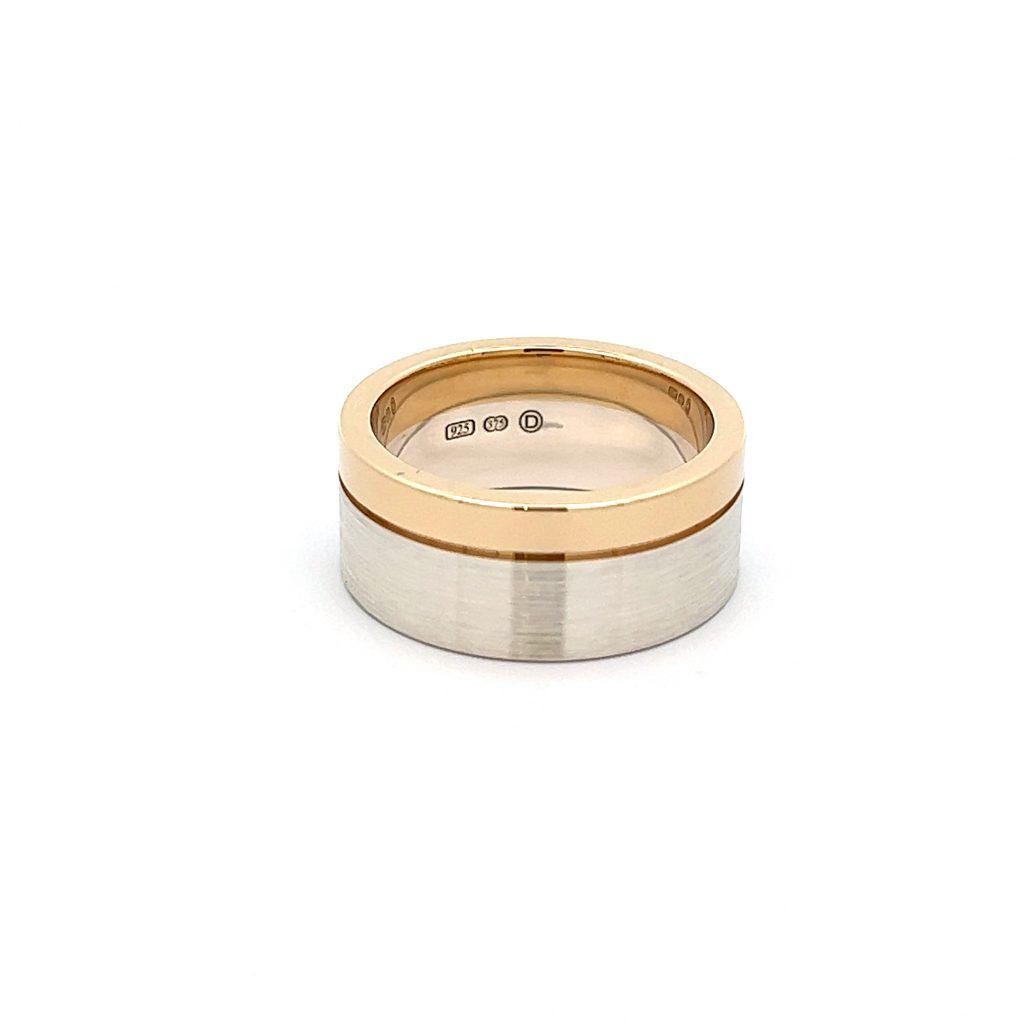 9K Yellow Gold & Sterling Silver Men's Ring 826001