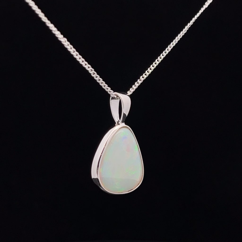 Sterling Silver Solid Crystal Opal Pendant