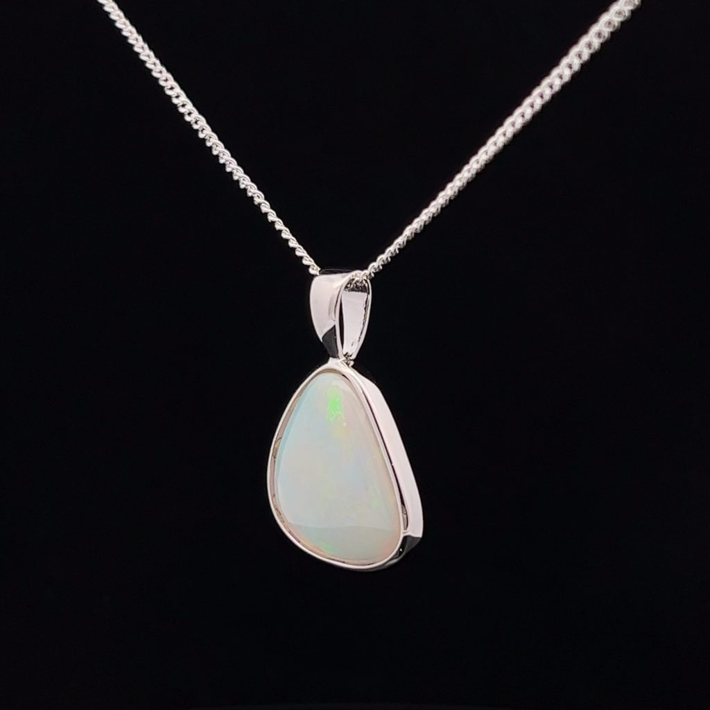 Sterling Silver Solid Crystal Opal Pendant