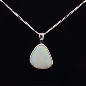 Sterling Silver Solid Crystal Opal Pendant