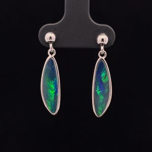 Sterling Silver Doublet Opal Drop Earrings 34490