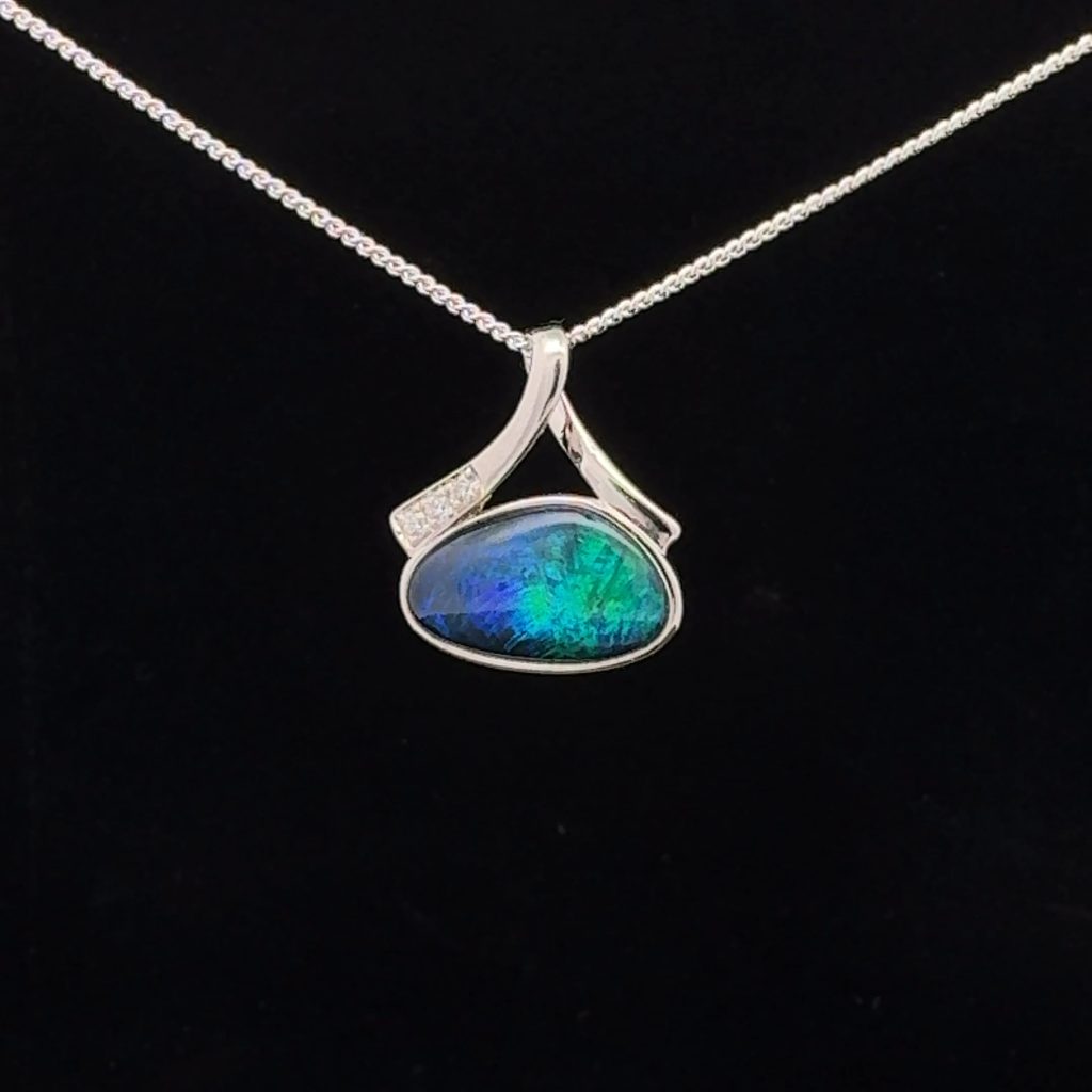 Sterling Silver Triplet Opal & Cubic Zirconia Pendant 39794