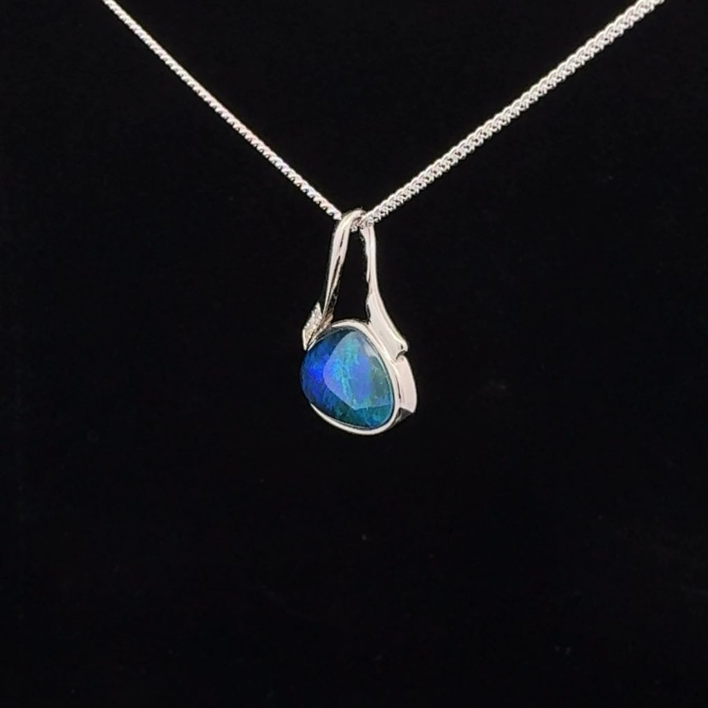 Sterling Silver Triplet Opal & Cubic Zirconia Pendant 39794