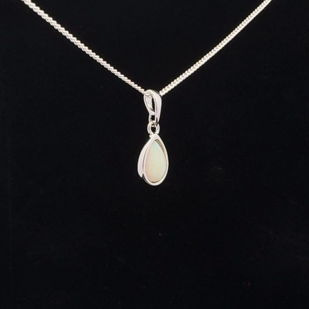 Sterling Silver Solid Light Opal Pendant 40220