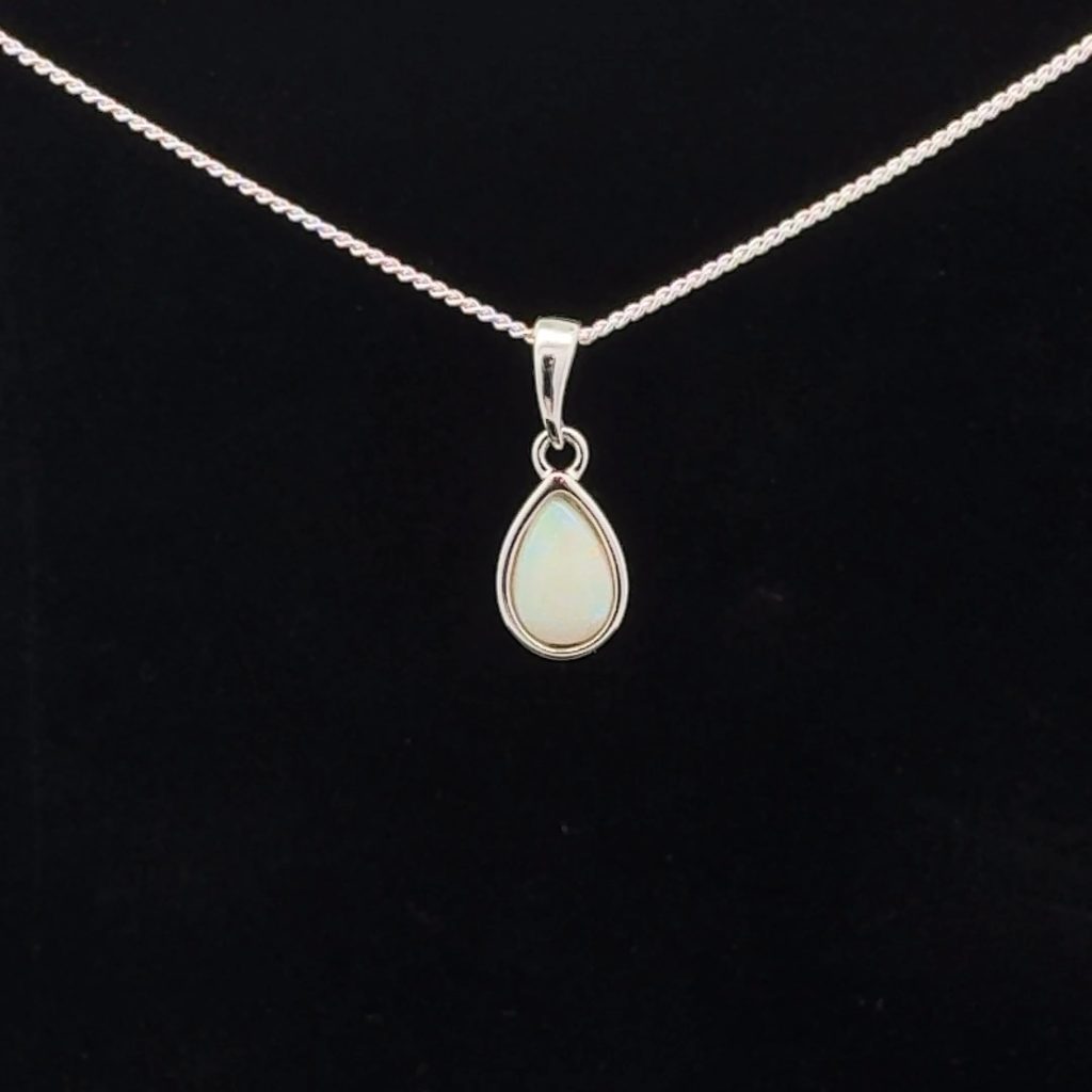 Sterling Silver Solid Light Opal Pendant 40220
