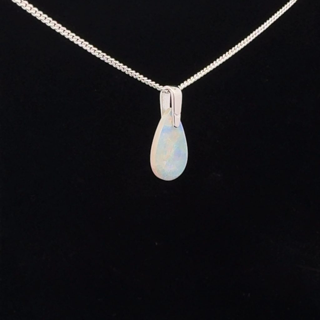 Sterling Silver Solid Crystal Opal Pendant 40224