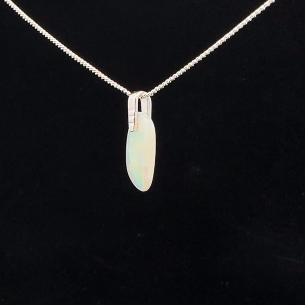 Sterling Silver Solid Crystal Opal Pendant 40231