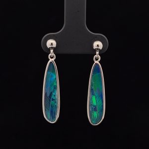 Sterling Silver Doublet Opal Drop Earrings