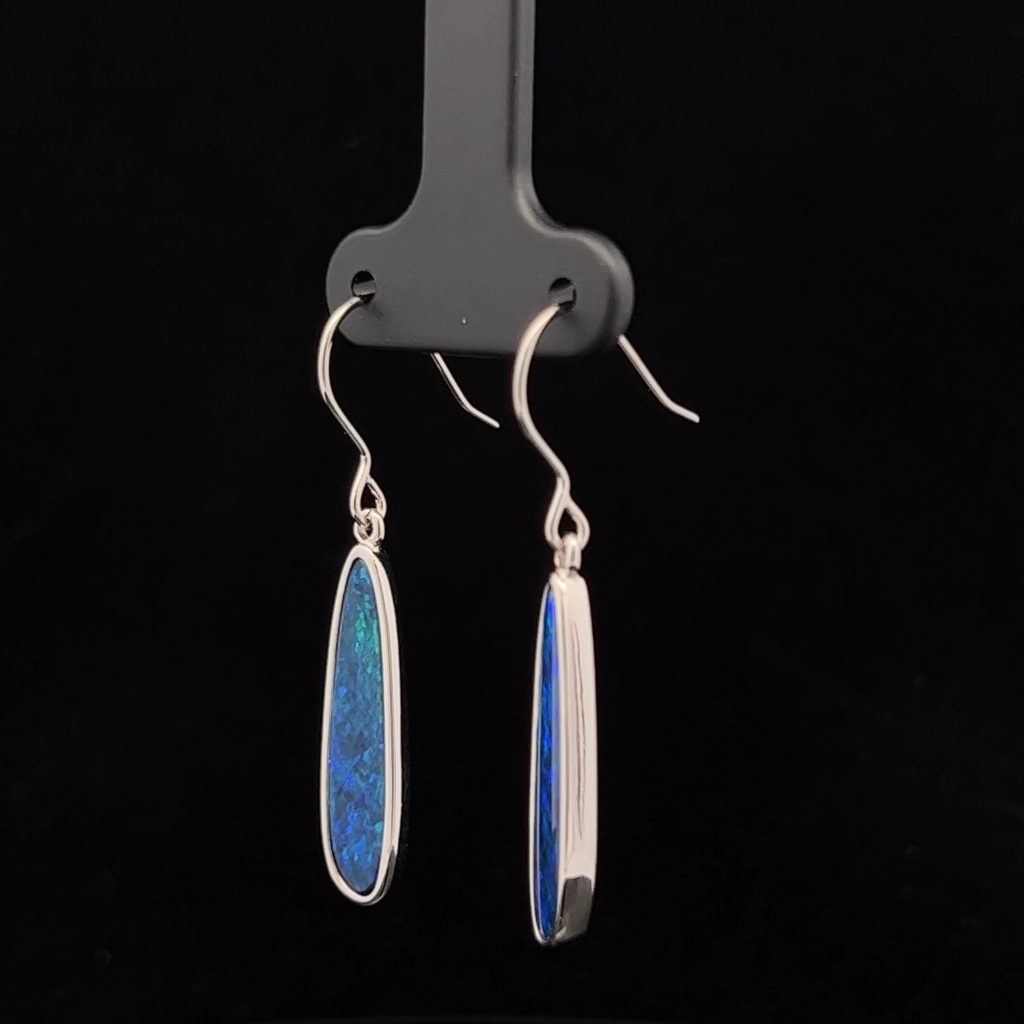 Sterling Silver Doublet Opal Earrings