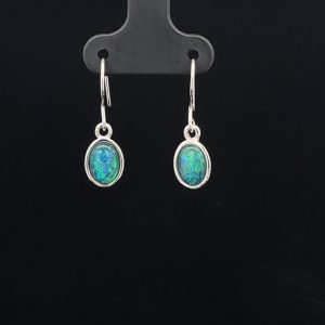 Sterling Silver Triplet Opal Drop Earrings