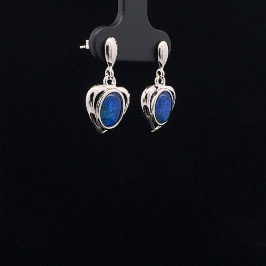 Sterling Silver Triplet Opal Drop Earrings