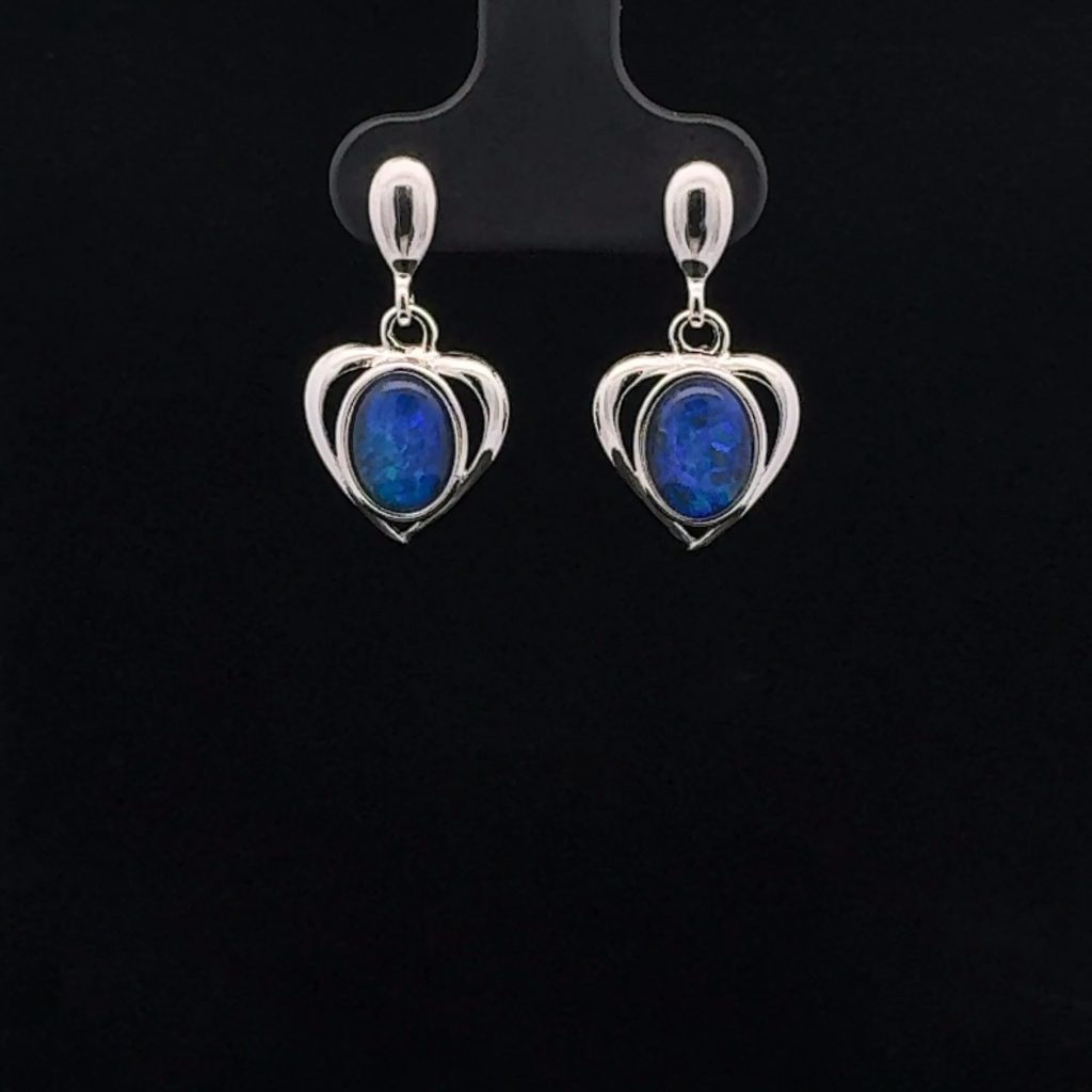 Sterling Silver Triplet Opal Drop Earrings