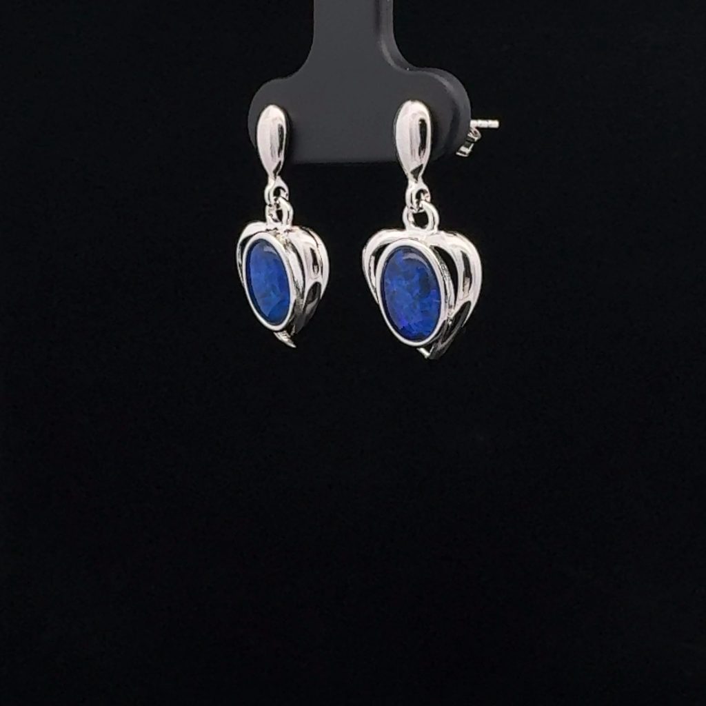 Sterling Silver Triplet Opal Drop Earrings