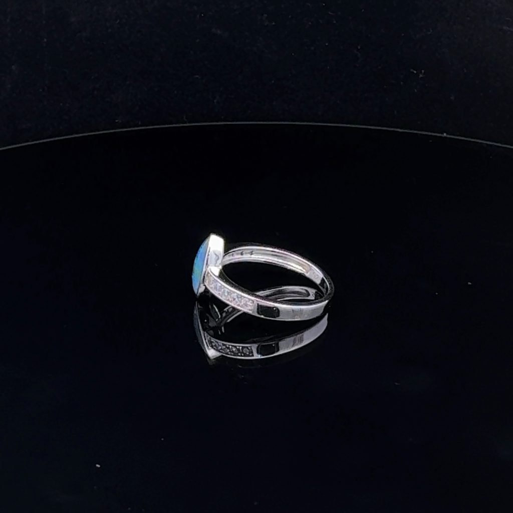 Sterling Silver Triplet Opal & Cubic Zirconia Ring 39915