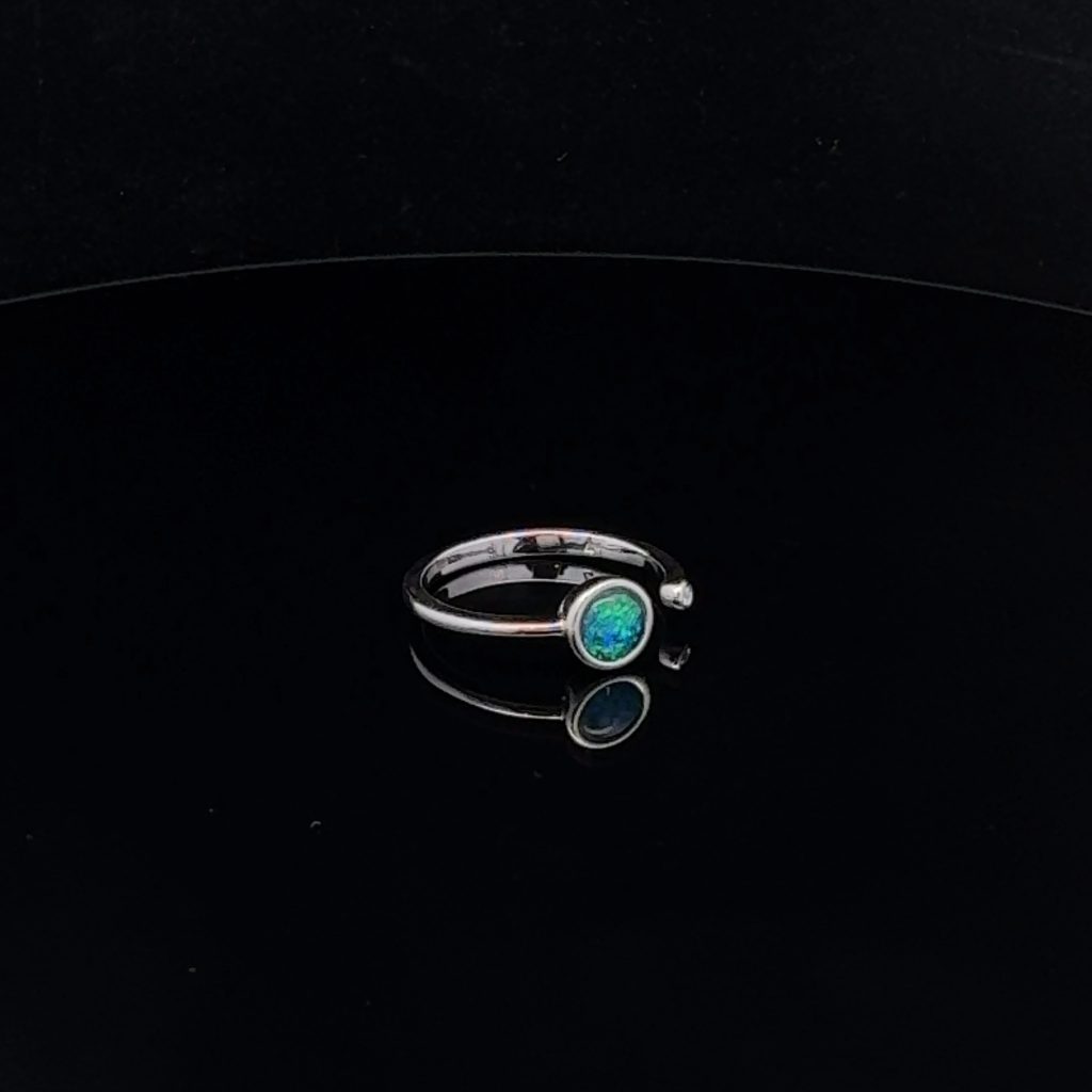 Sterling Silver Triplet Opal & Cubic Zirconia Ring