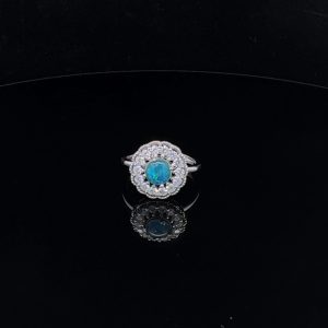 Sterling Silver Triplet Opal & Cubic Zirconia adjustable Spinning Ring